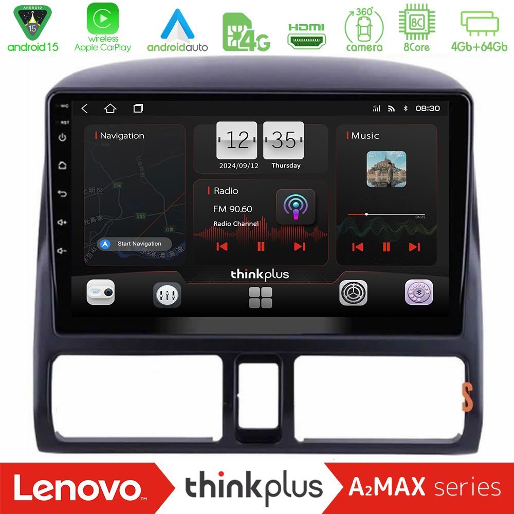 Lenovo Thinkplus A2MAX Series 8Core Android15 4+64GB  Honda CRV 2002-2006 Navigation Multimedia Tablet 9"