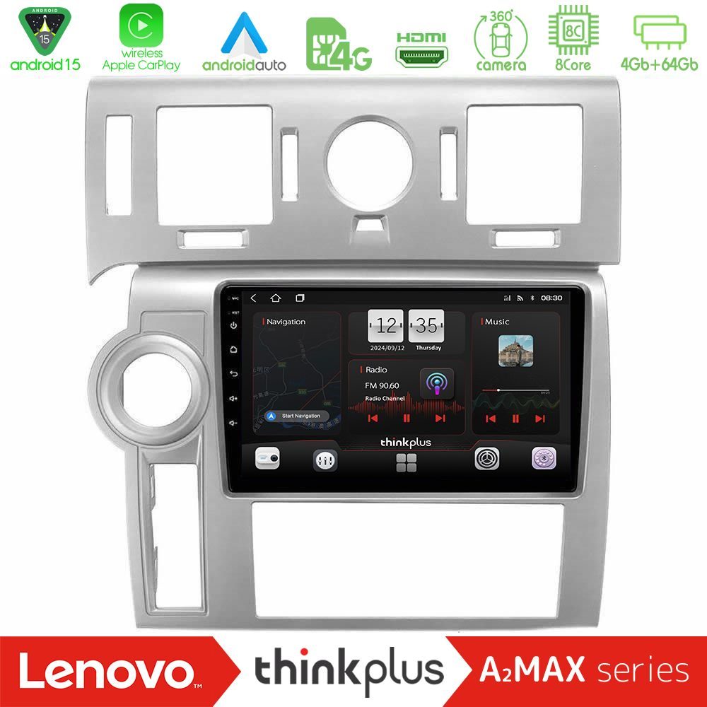 Lenovo Thinkplus A2MAX Series 8Core Android15 4+64GB  Hummer H2 2008-2009 Navigation Multimedia Tablet 9"