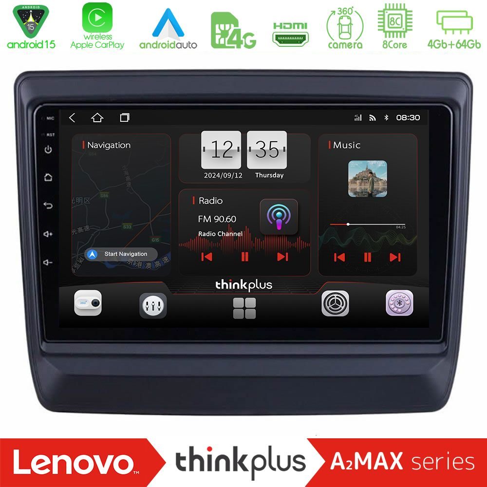Lenovo Thinkplus A2MAX Series 8Core Android15 4+64GB Isuzu D-MAX 2020-2023 Navigation Multimedia Tablet 9"