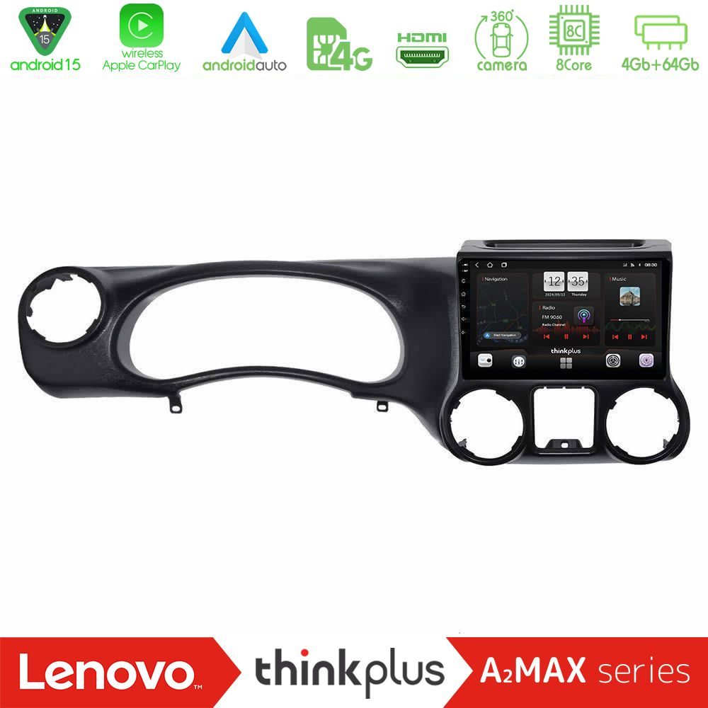 Lenovo Thinkplus A2MAX Series 8Core Android15 4+64GB Jeep Wrangler 2011-2014 Navigation Multimedia Tablet 10"