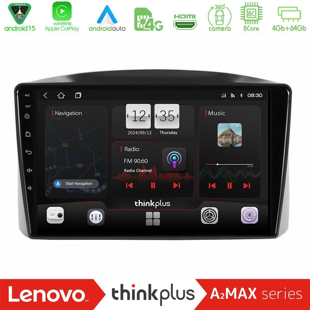 Lenovo Thinkplus A2MAX Series 8Core Android15 4+64GB Jeep Grand Cherokee 2005-2007 Navigation Multimedia Tablet 10"