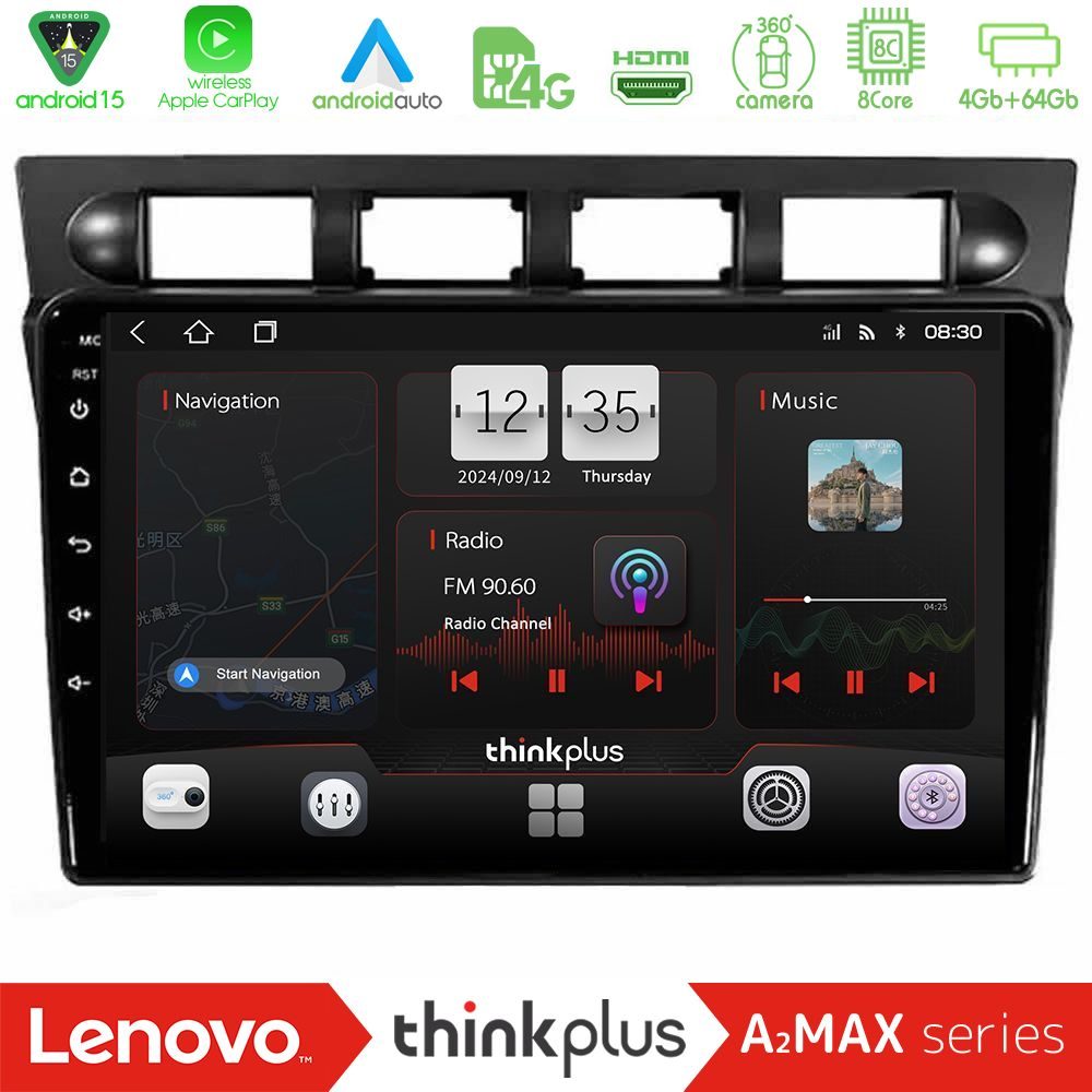 Lenovo Thinkplus A2MAX Series 8Core Android15 4+64GB Kia Picanto 2004-2007 Navigation Multimedia Tablet 9"