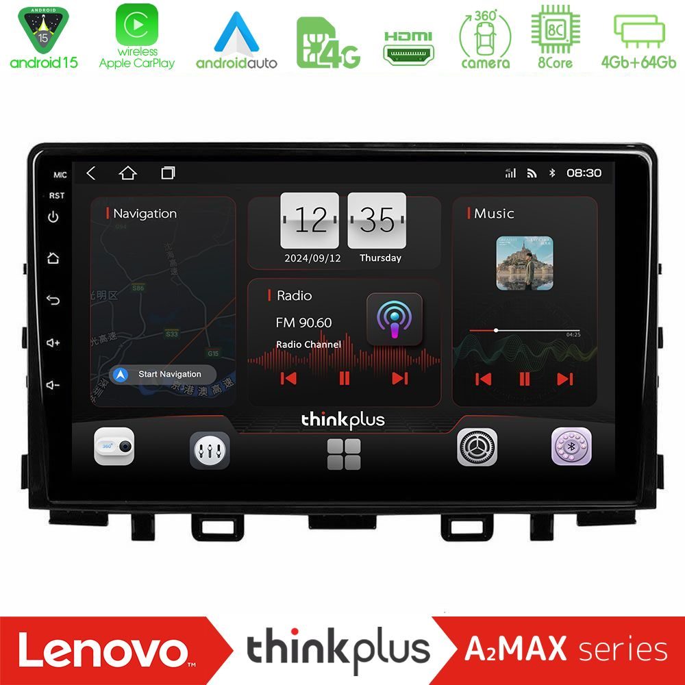 Lenovo Thinkplus A2MAX Series 8Core Android15 4+64GB  Kia Stonic Navigation Multimedia Tablet 9"