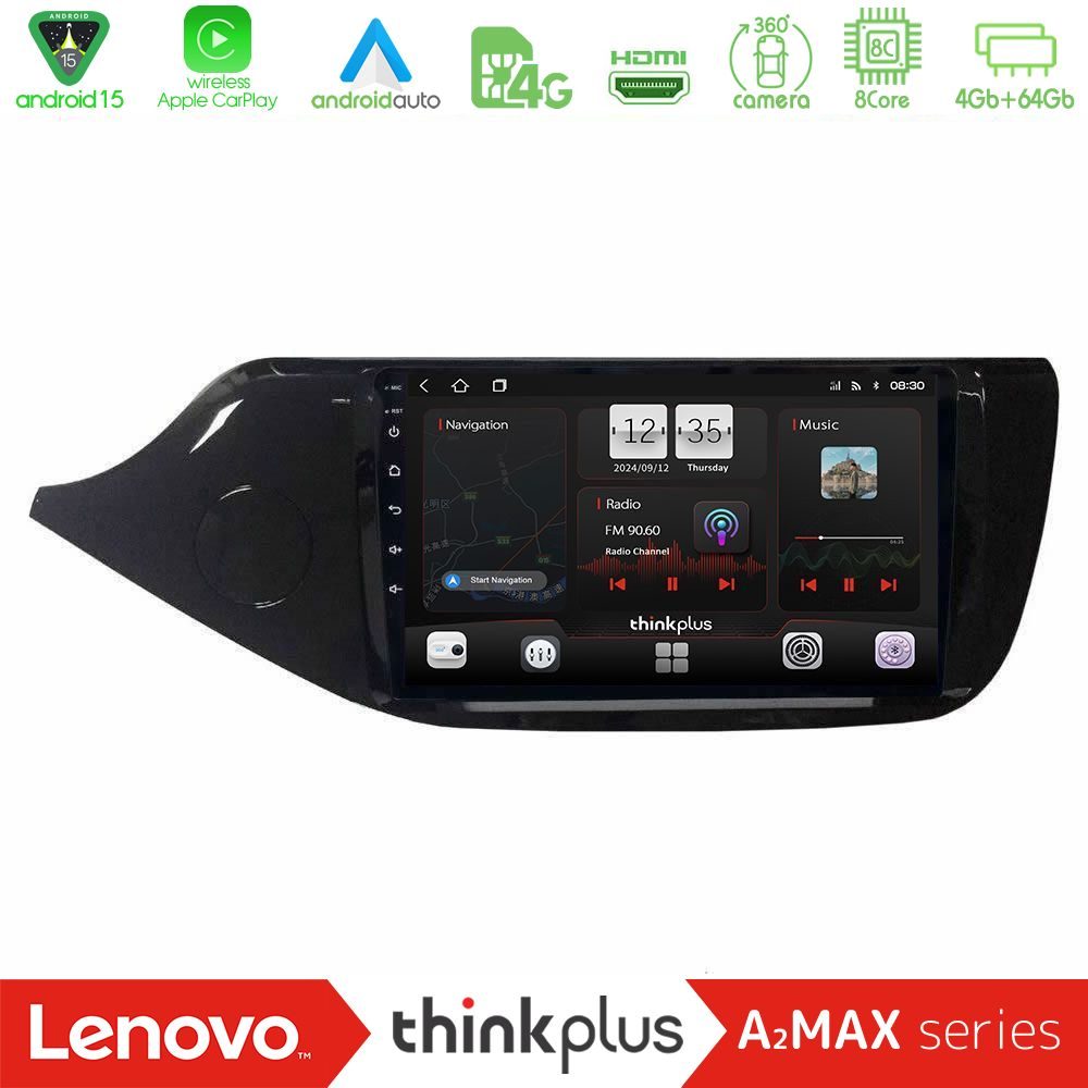 Lenovo Thinkplus A2MAX Series 8Core Android15 4+64GB  Kia Ceed 2013-2017 Navigation Multimedia Tablet 9"