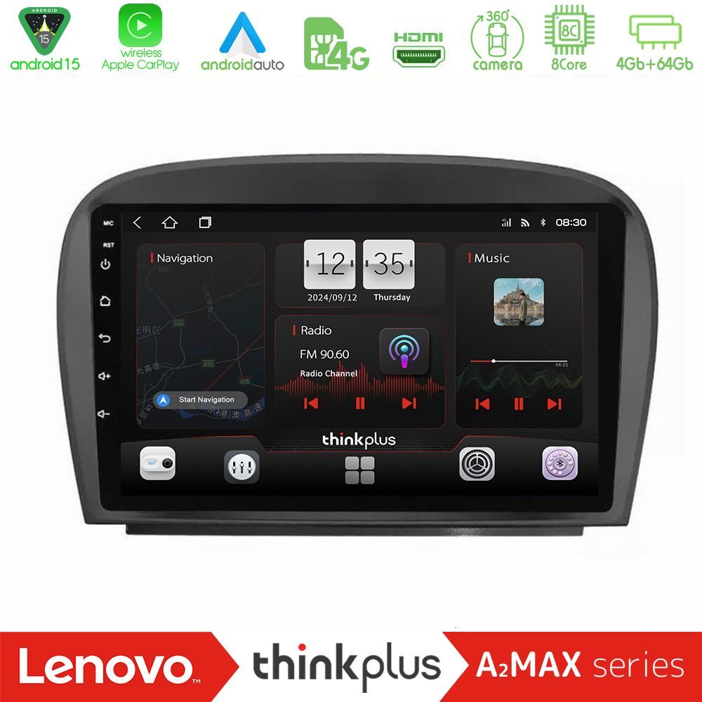 Lenovo Thinkplus A2MAX Series 8Core Android15 4+64GB  Mercedes SL Class 2005-2011 Navigation Multimedia Tablet 9"
