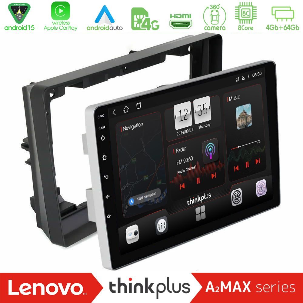 Lenovo Thinkplus A2MAX Series 8Core Android15 4+64GB  Peugeot 308 2013-2020 Navigation Multimedia Tablet 9"