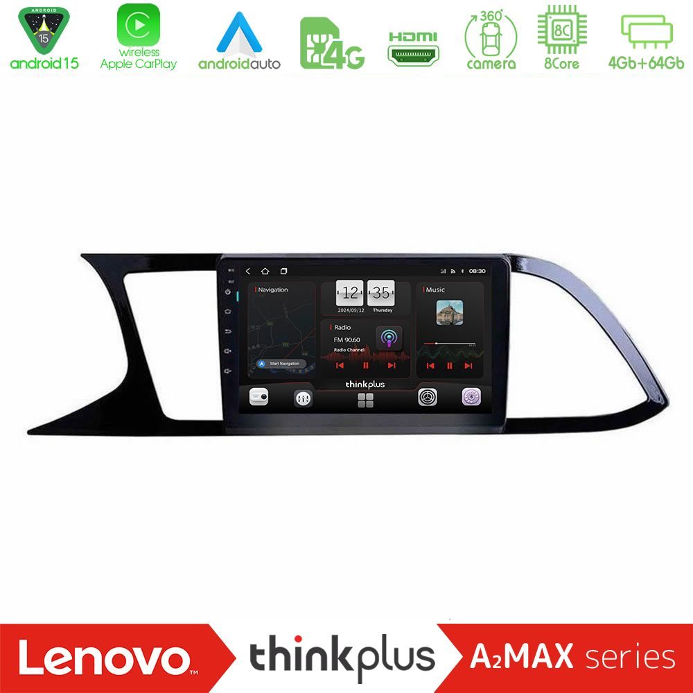 Lenovo Thinkplus A2MAX Series 8Core Android15 4+64GB  Seat Leon 2013 – 2019 Navigation Multimedia Tablet 9"