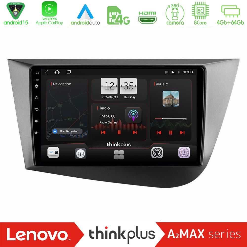 Lenovo Thinkplus A2MAX Series 8Core Android15 4+64GB  Seat Leon Navigation Multimedia Tablet 9"