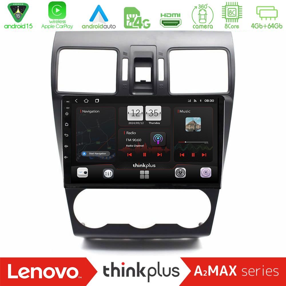 Lenovo Thinkplus A2MAX Series 8Core Android15 4+64GB Subaru Forester 2015-2018 Navigation Multimedia Tablet 9"