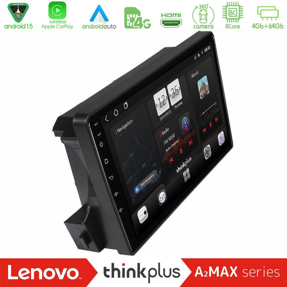 Lenovo Thinkplus A2MAX Series 8Core Android15 4+64GB Ssangyong Actyon/Kyron 2005-2014 Navigation Multimedia Tablet 9"