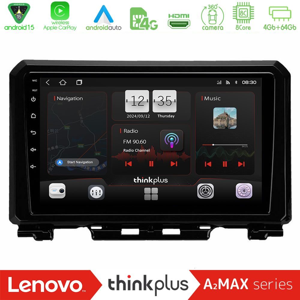 Lenovo Thinkplus A2MAX Series 8Core Android15 4+64GB  Suzuki Jimny 2018-2022 Navigation Multimedia Tablet 9"