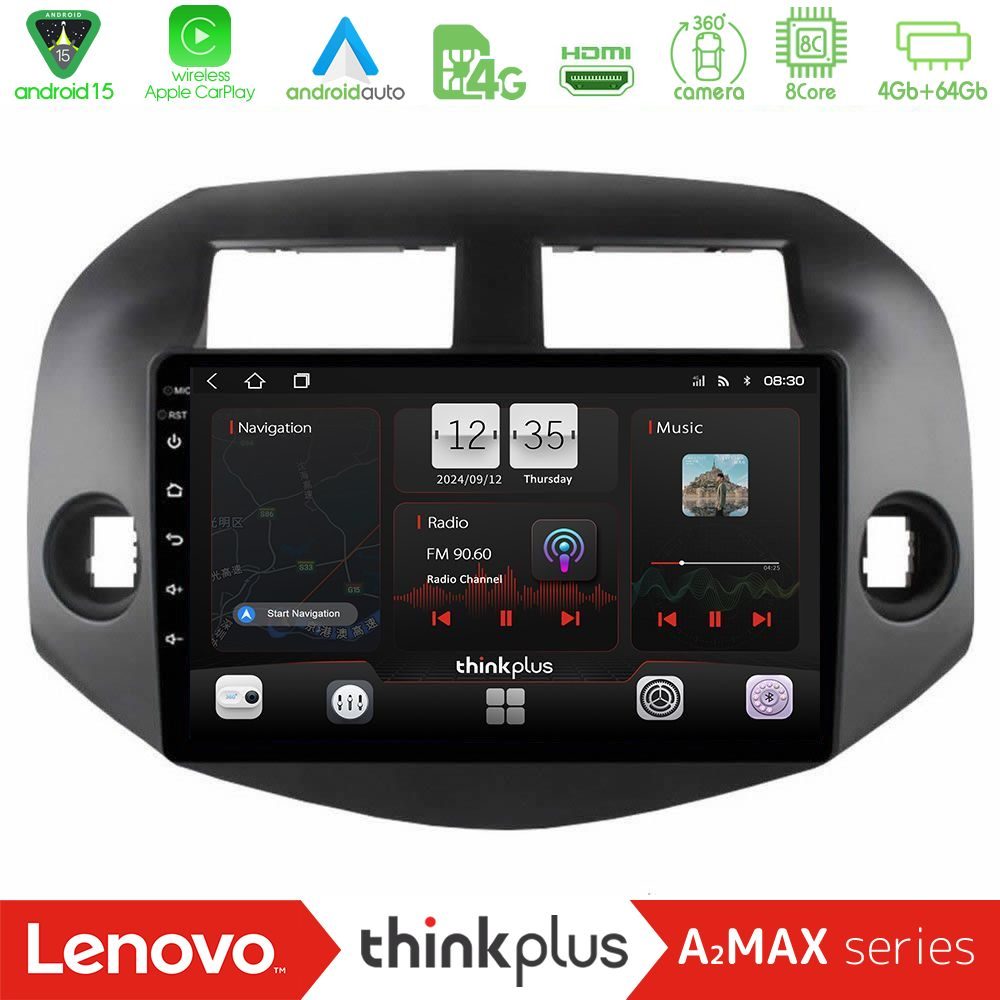Lenovo Thinkplus A2MAX Series 8Core Android15 4+64GB  Toyota Rav4 2006-2012 Navigation Multimedia Tablet 10"
