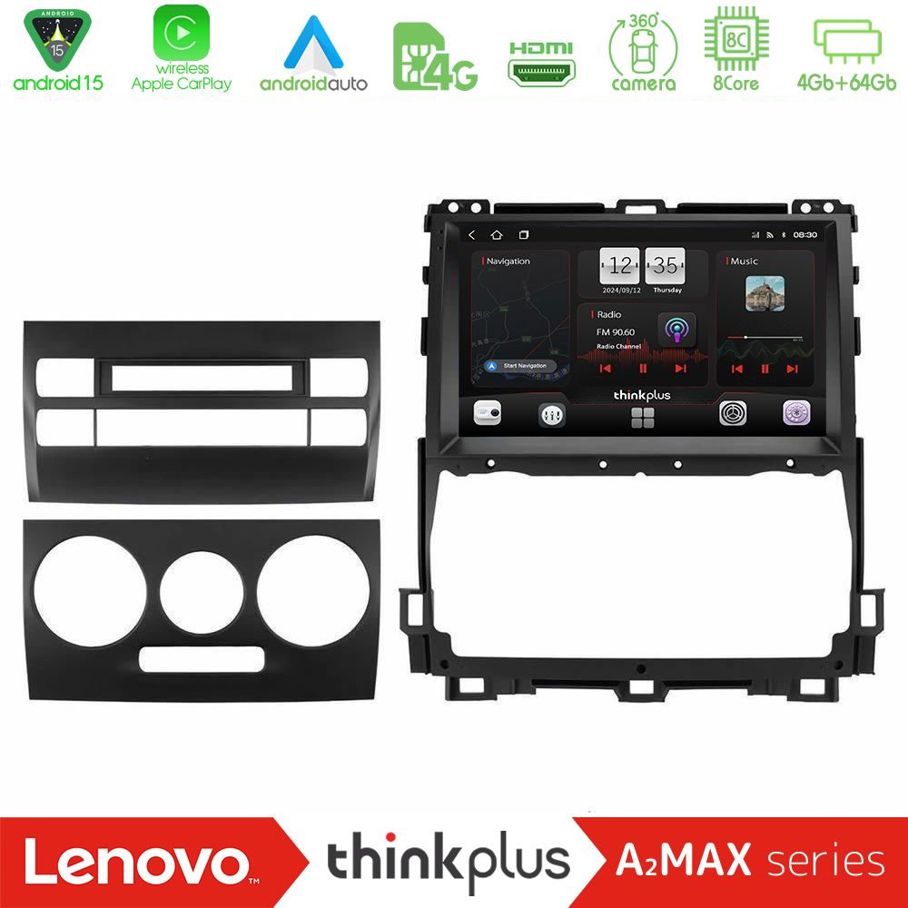Lenovo Thinkplus A2MAX Series 8Core Android15 4+64GB  Toyota Land Cruiser J120 2002-2009 Navigation Multimedia Tablet 9"