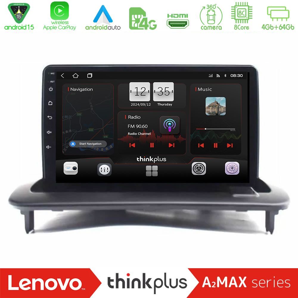 Lenovo Thinkplus A2MAX Series 8Core Android15 4+64GB Volvo S40/C30/C70 Navigation Multimedia Tablet 9"