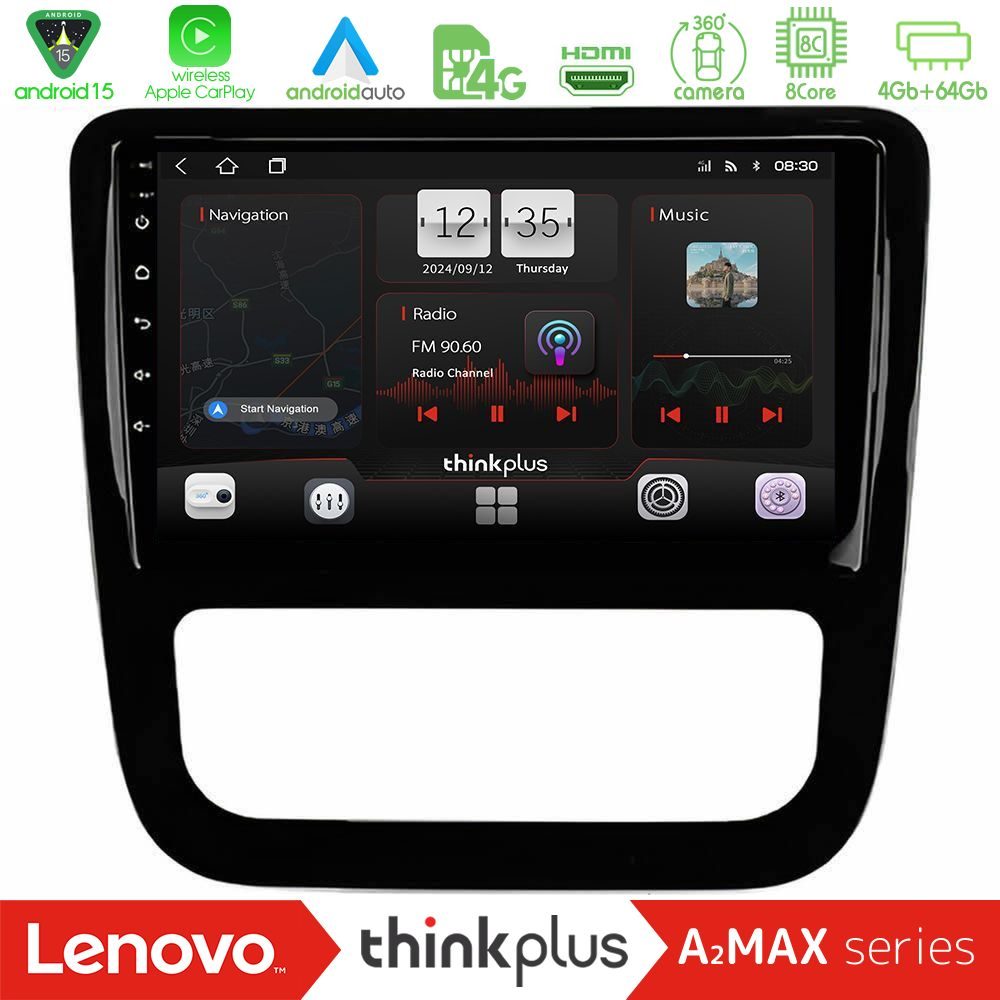 Lenovo Thinkplus A2MAX Series 8Core Android15 4+64GB  VW Scirocco 2008-2014 Navigation Multimedia Tablet 9" (μαύρο γυαλιστερό)