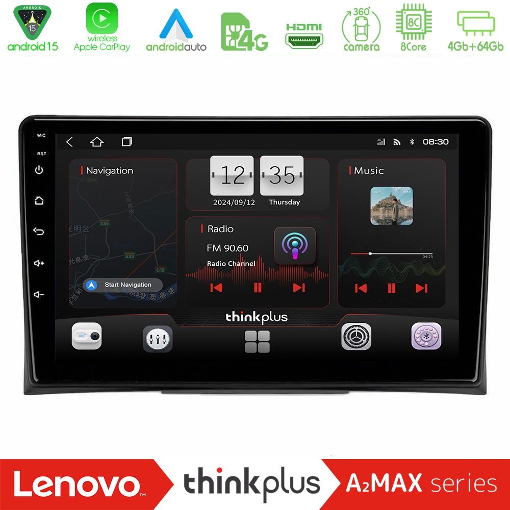 Lenovo Thinkplus A2MAX Series 8Core Android15 4+64GB  VW Transporter 2003-2015 Navigation Multimedia Tablet 9"