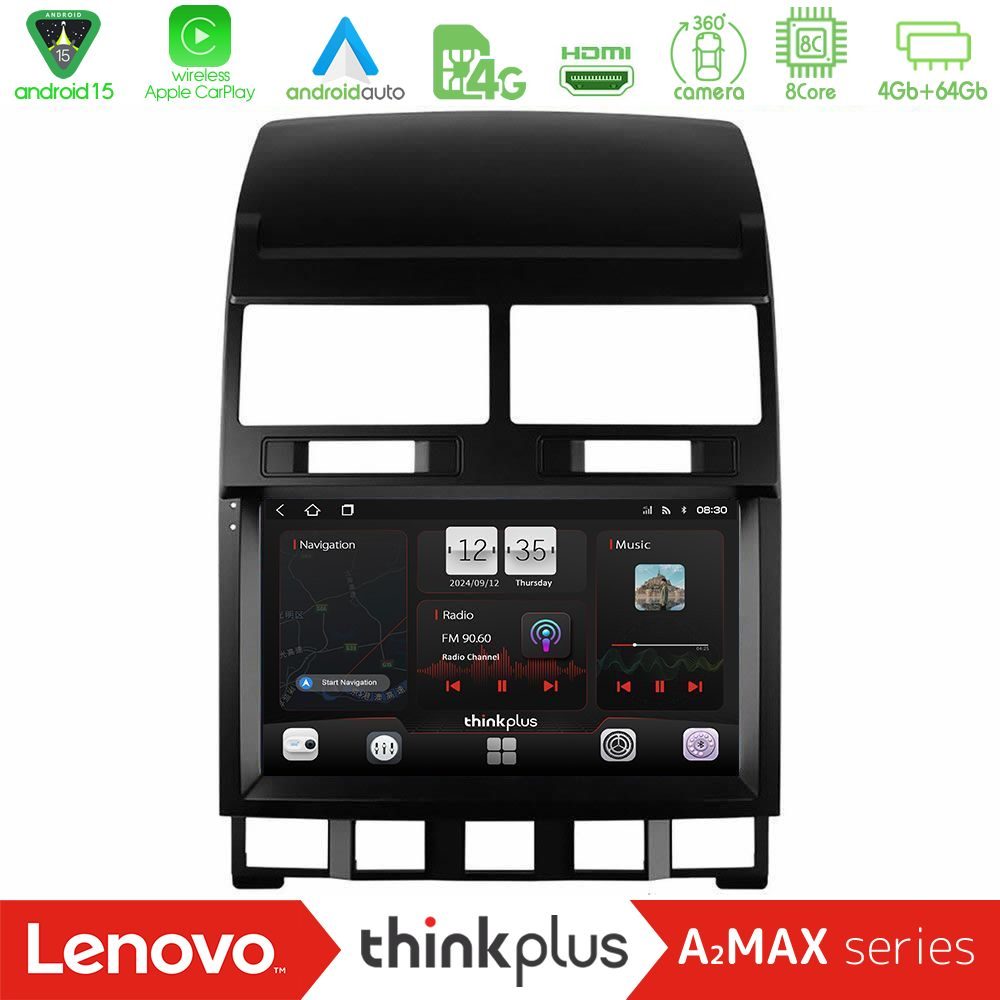 Lenovo Thinkplus A2MAX Series 8Core Android15 4+64GB  VW Touareg 2002 – 2010 Navigation Multimedia Tablet 9"