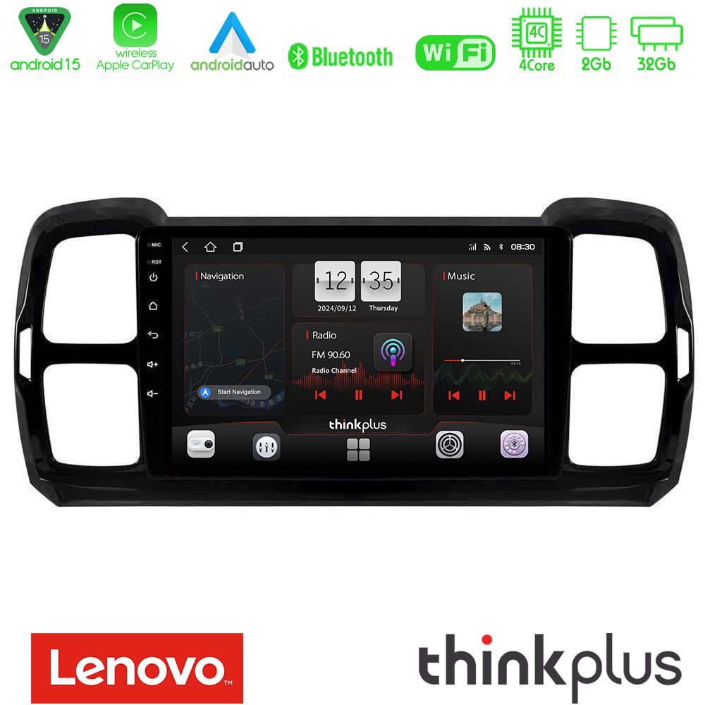 Lenovo Thinkplus Series 4Core Android15 2+32GB  Citroen DS5 Aircross 2017-2021 Navigation Multimedia Tablet 9" Με Carplay & Android Auto Με Carplay & Android Auto