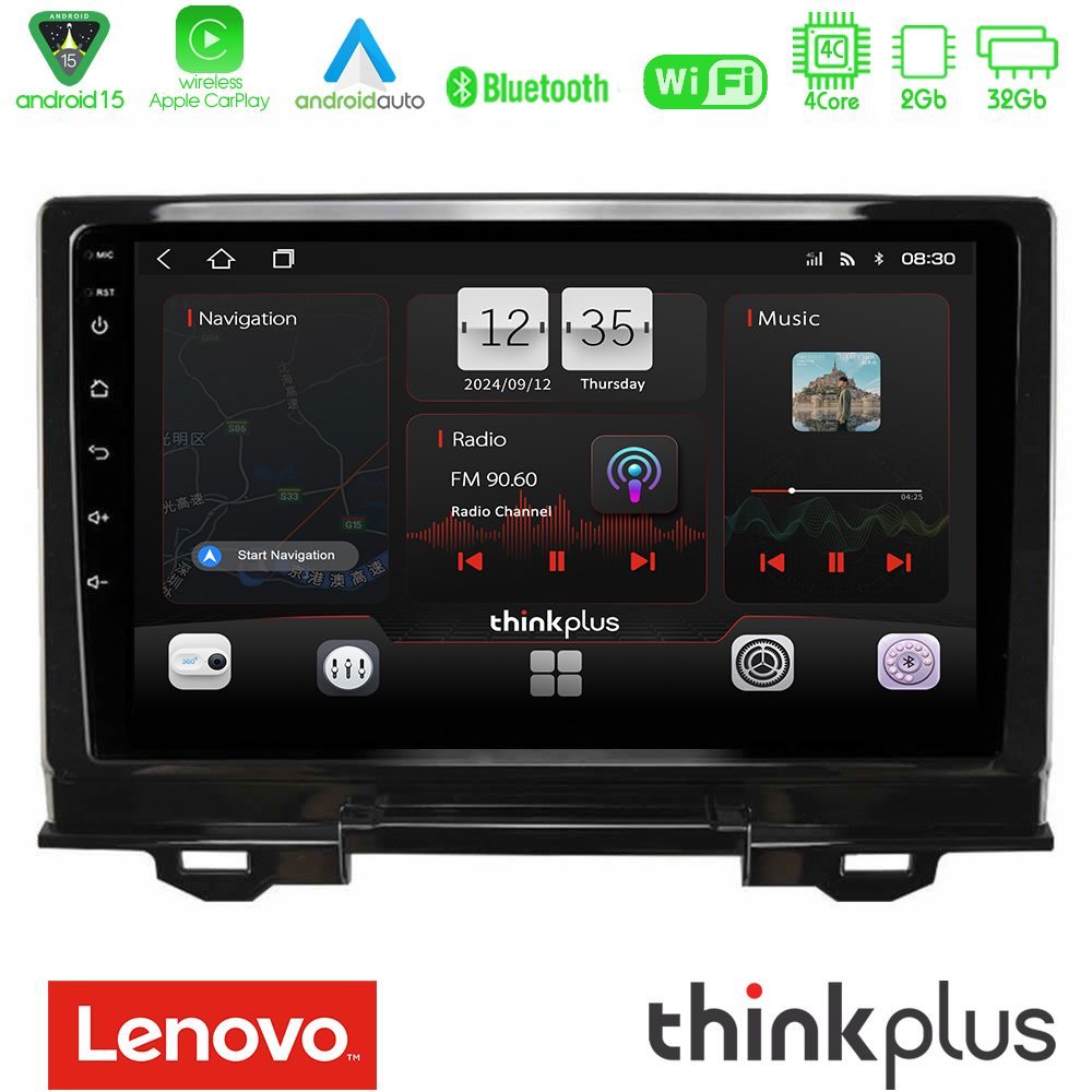 Lenovo Thinkplus Series 4Core Android15 2+32GB Honda HR-V 2021-> Navigation Multimedia Tablet 9" Με Carplay & Android Auto