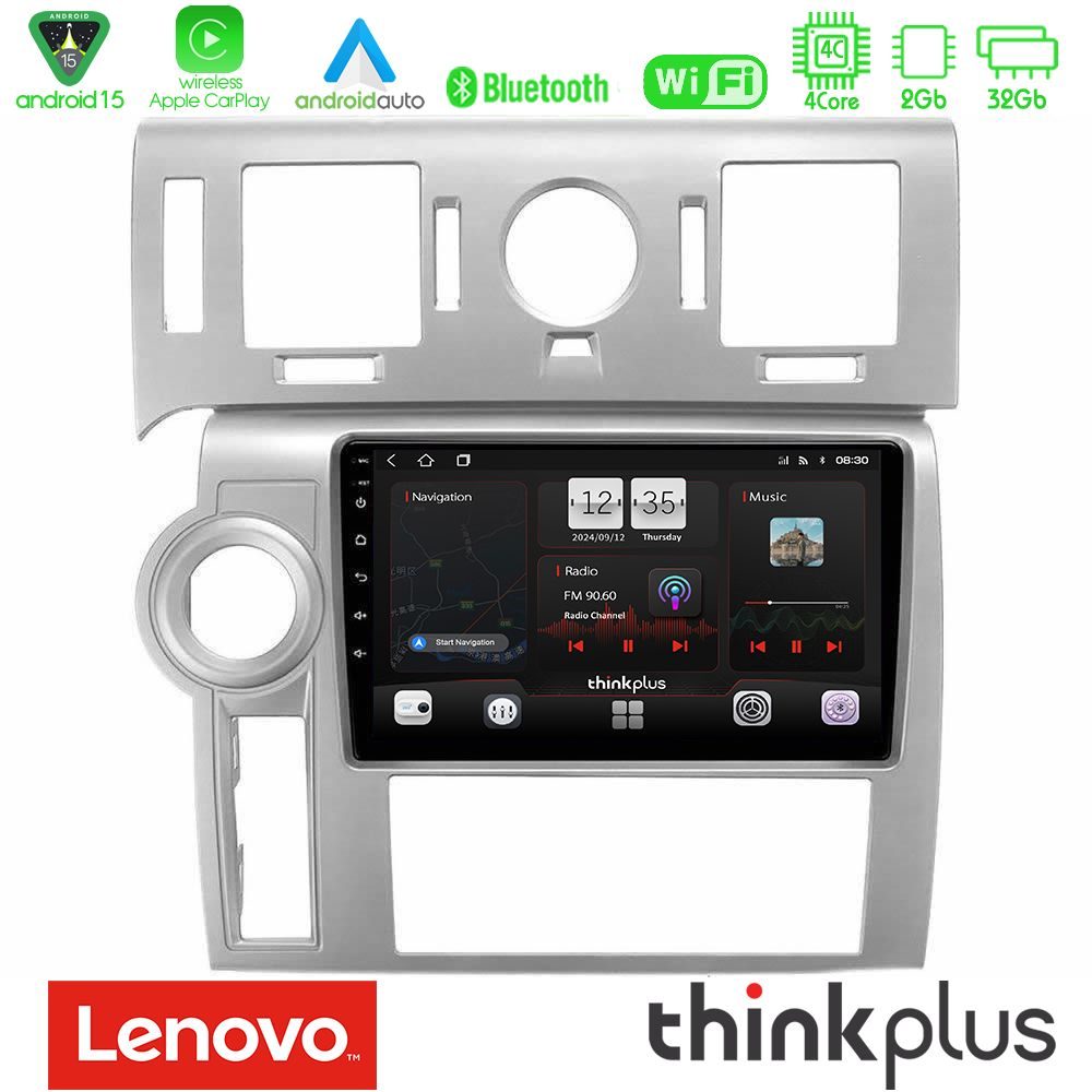 Lenovo Thinkplus Series 4Core Android15 2+32GB Hummer H2 2008-2009 Navigation Multimedia Tablet 9" Με Carplay & Android Auto