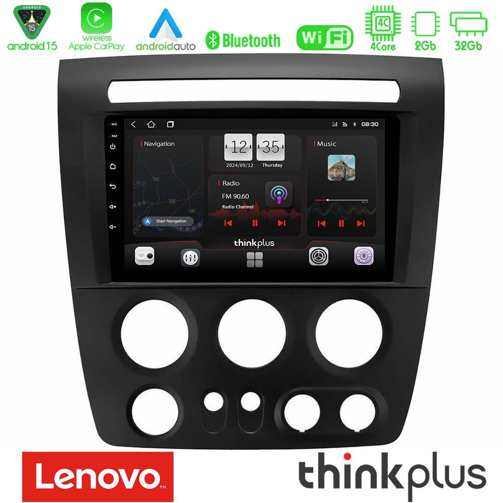 Lenovo Thinkplus Series 4Core Android15 2+32GB Hummer H3 2005-2009 Navigation Multimedia Tablet 9" Με Carplay & Android Auto