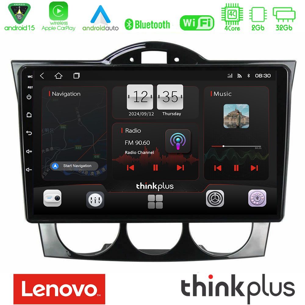 Lenovo Thinkplus Series 4Core Android15 2+32GB  Mazda RX8 2003-2008 Navigation Multimedia Tablet 9" Με Carplay & Android Auto
