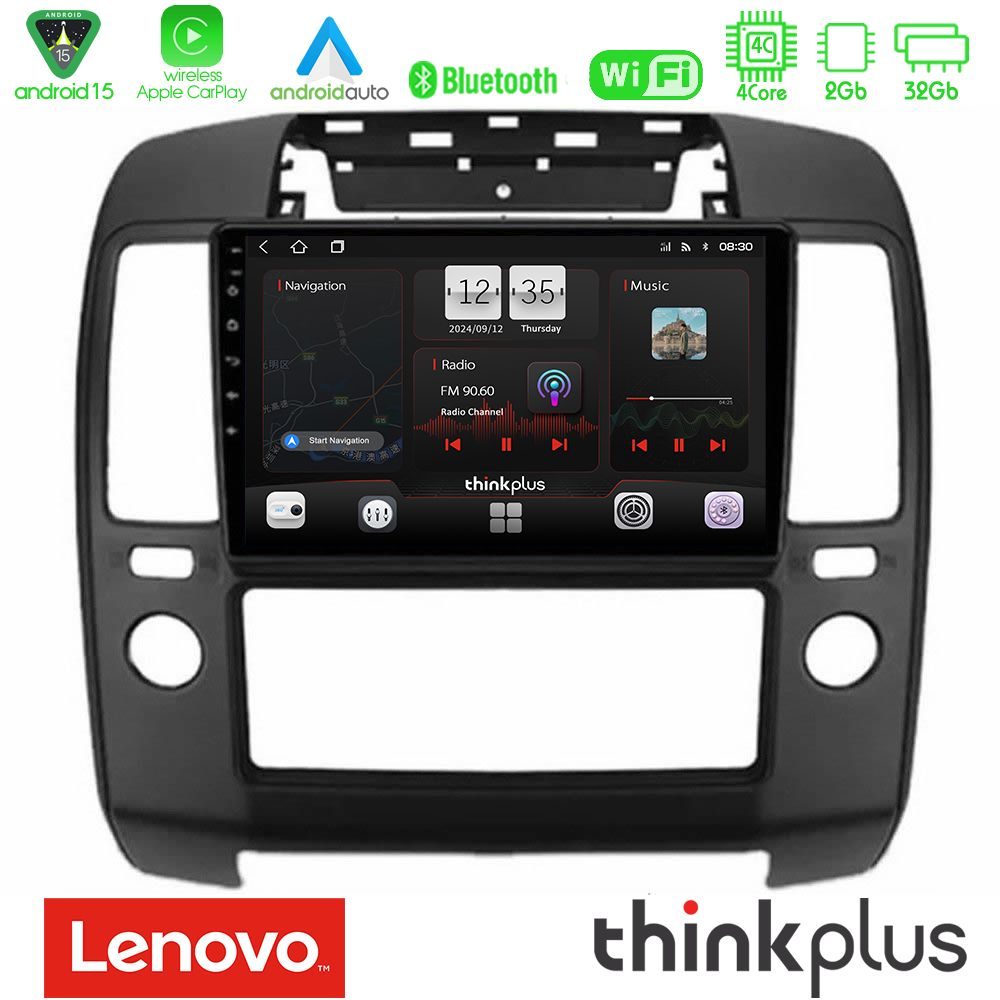 Lenovo Thinkplus Series 4Core Android15 2+32GB  Nissan Navara Navigation Multimedia Tablet 9" Με Carplay & Android Auto