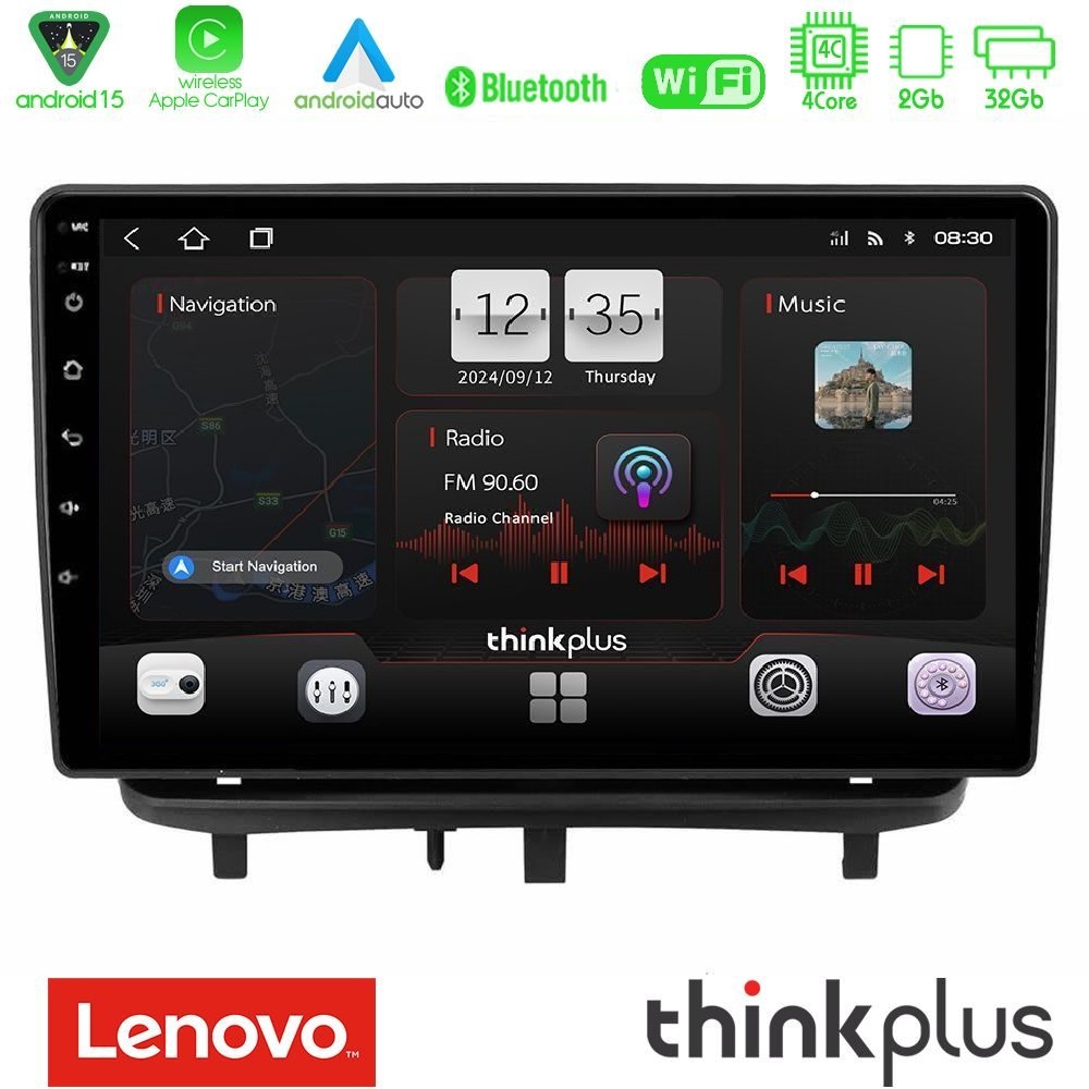 Lenovo Thinkplus Series 4Core Android15 2+32GB Opel Corsa D 2006-2014 Navigation Multimedia Tablet 9" Με Carplay & Android Auto (Top Mount)