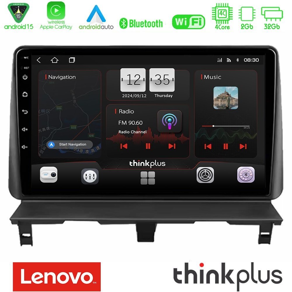 Lenovo Thinkplus Series 4Core Android15 2+32GB Peugeot Partner / Citroën Berlingo 2002-2008 Navigation Multimedia Tablet 9" Με Carplay & Android Auto