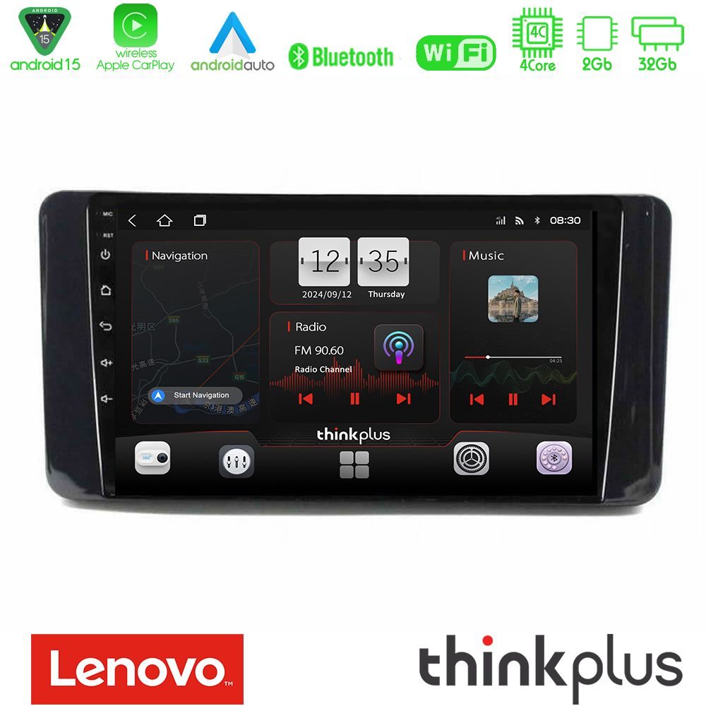 Lenovo Thinkplus Series 4Core Android15 2+32GB Skoda Kamiq 2019-2022 Navigation Multimedia Tablet 9" Με Carplay & Android Auto