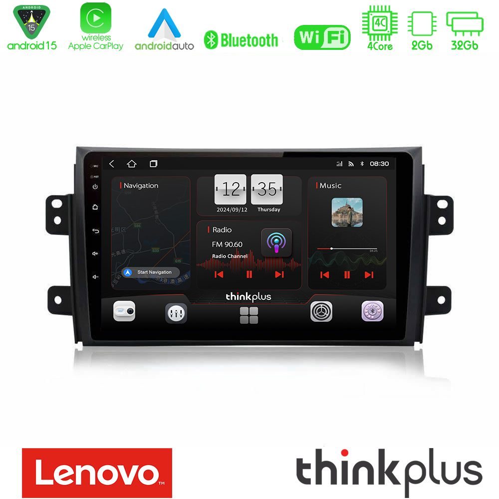 Lenovo Thinkplus Series 4Core Android15 2+32GB Suzuki SX4 2006-2014 Fiat Sedici 2006-2014 Navigation Multimedia Tablet 9" Με Carplay & Android Auto