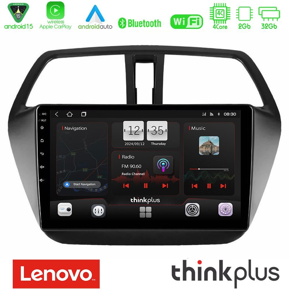 Lenovo Thinkplus Series 4Core Android15 2+32GB Suzuki SX4 S-Cross Navigation Multimedia Tablet 9" Με Carplay & Android Auto
