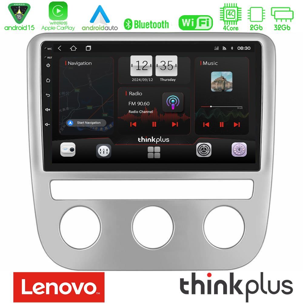 Lenovo Thinkplus Series 4Core Android15 2+32GB  VW Scirocco 2008-2014 Navigation Multimedia Tablet 9" Με Carplay & Android Auto