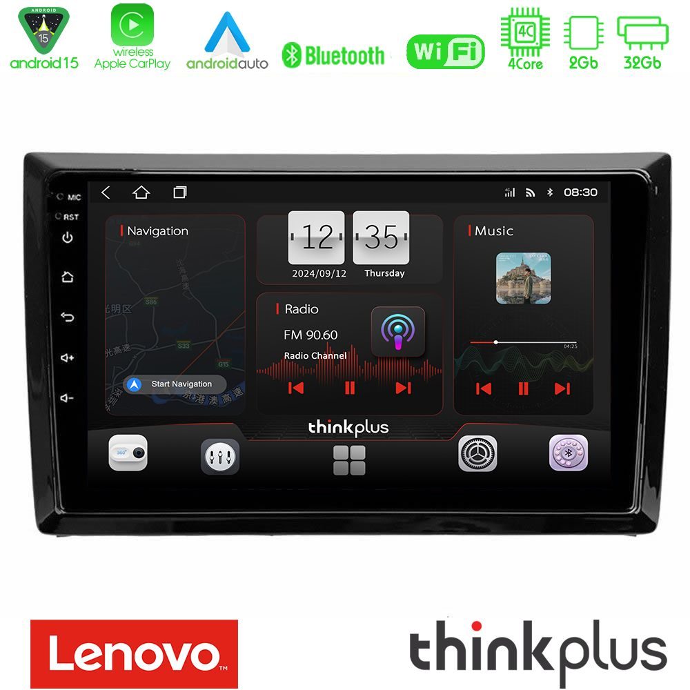 Lenovo Thinkplus Series 4Core Android15 2+32GB  VW Beetle Navigation Multimedia Tablet 9" Με Carplay & Android Auto