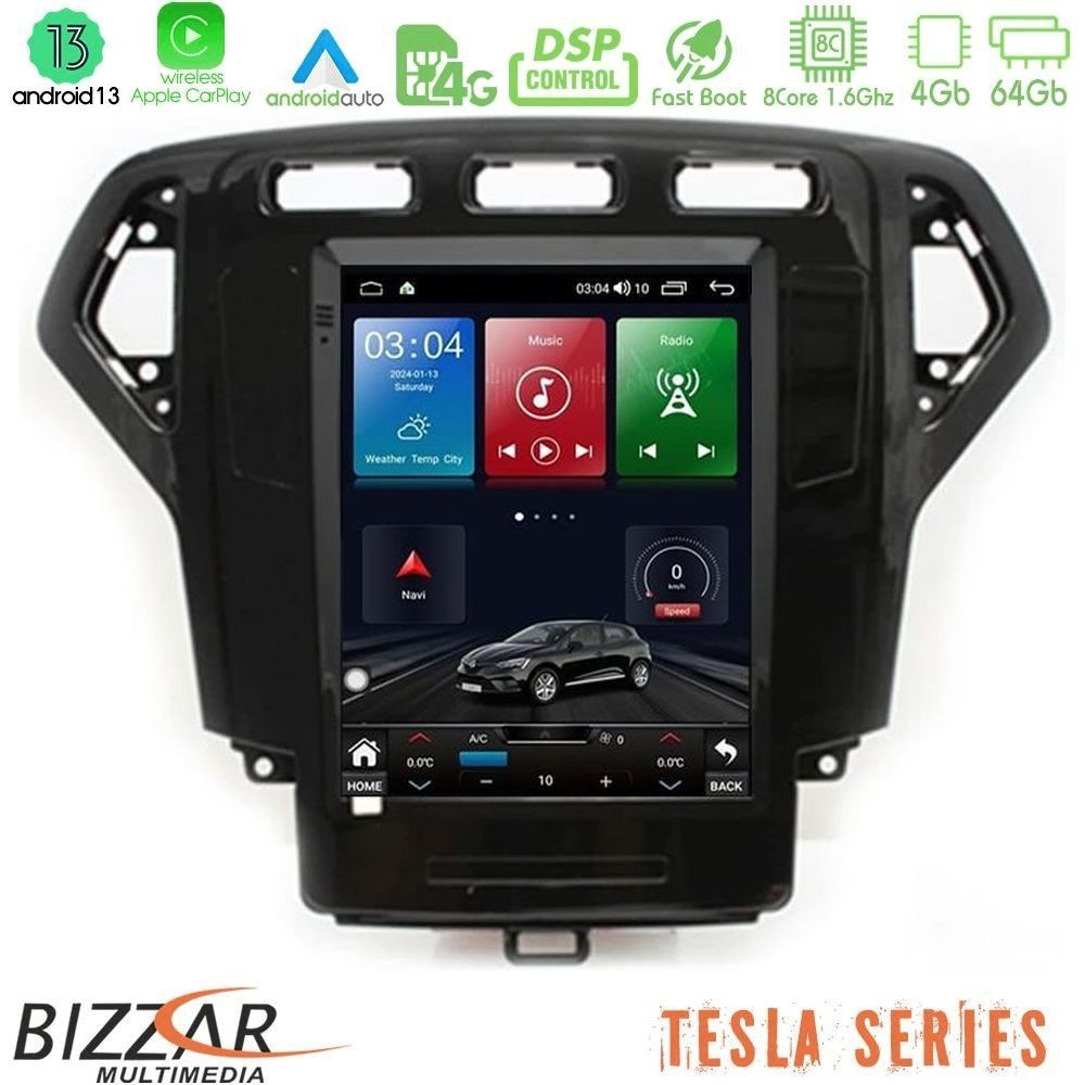 Bizzar Tesla Series 8Core Android13 4+64GB Ford Mondeo 2007-2010 AUTO A/C Navigation Multimedia Tablet 9.7"