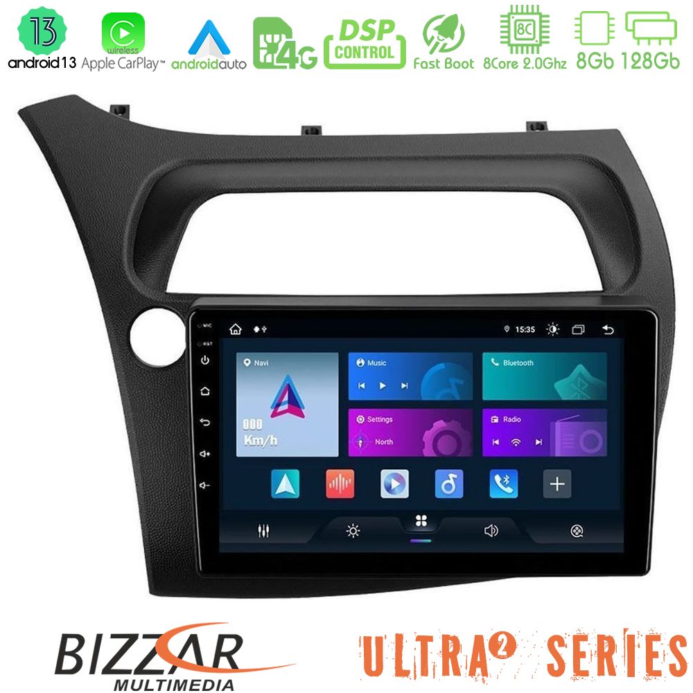 Bizzar Ultra Series Honda CiviC Hatchback 2006-2011 8core Android13 8+128GB Navigation Multimedia Tablet 9"
