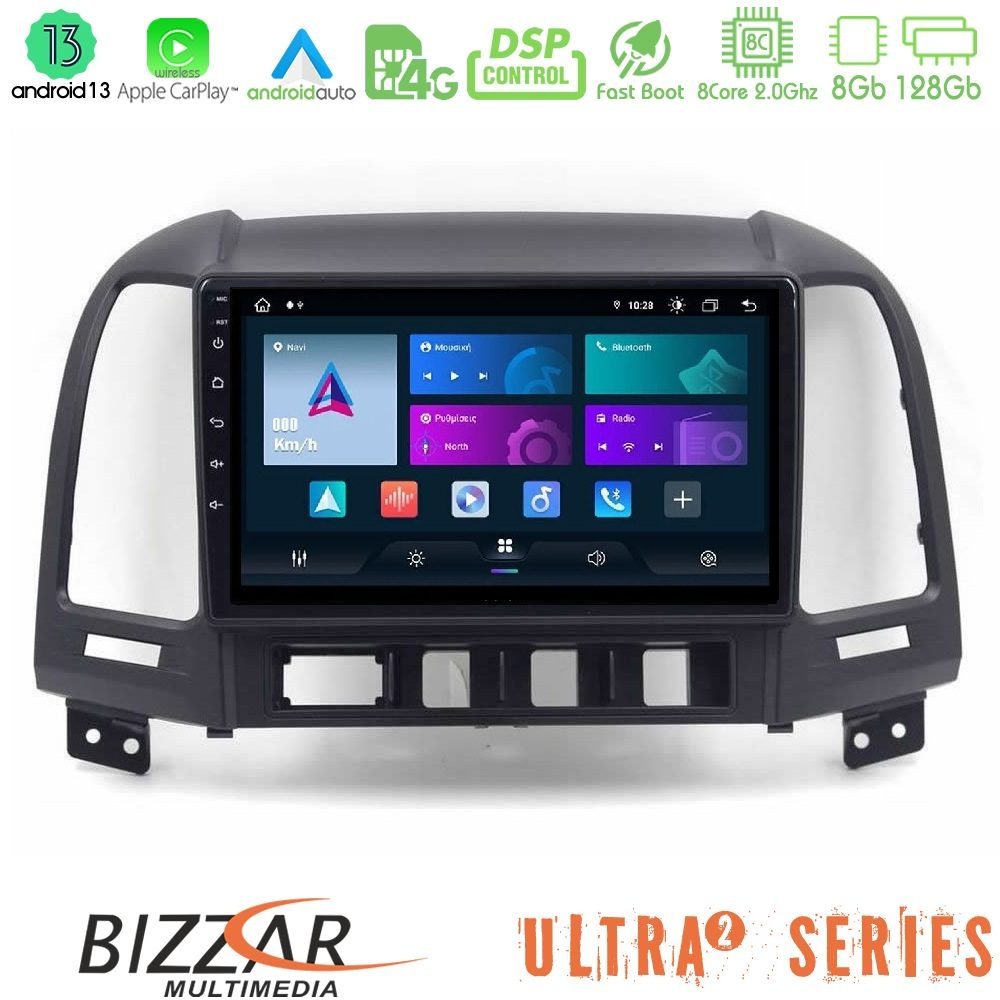 Bizzar Ultra Series Hyundai Santa Fe 2006-2013 8core Android13 8+128GB Navigation Multimedia Tablet 10"