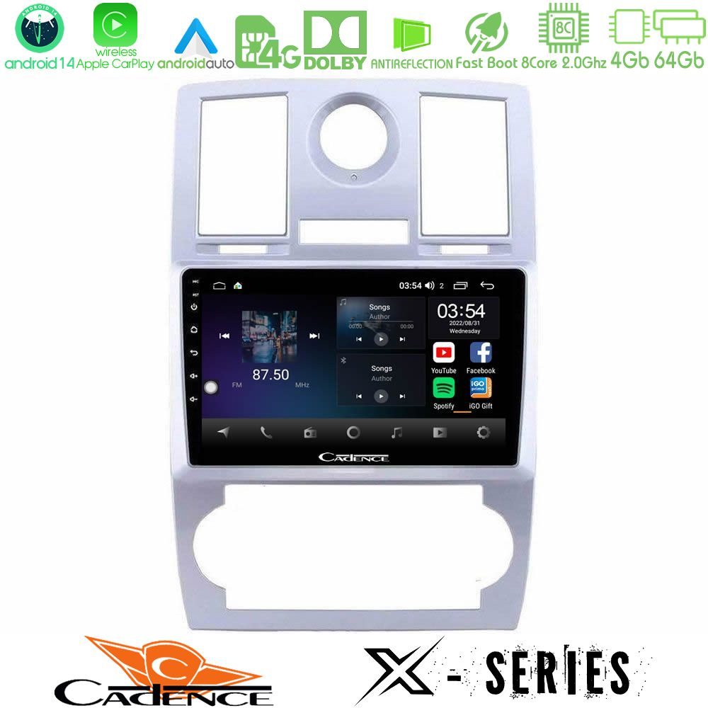Cadence X Series Chrysler 300C 8core Android 14 4+64GB Navigation Multimedia Tablet 9"