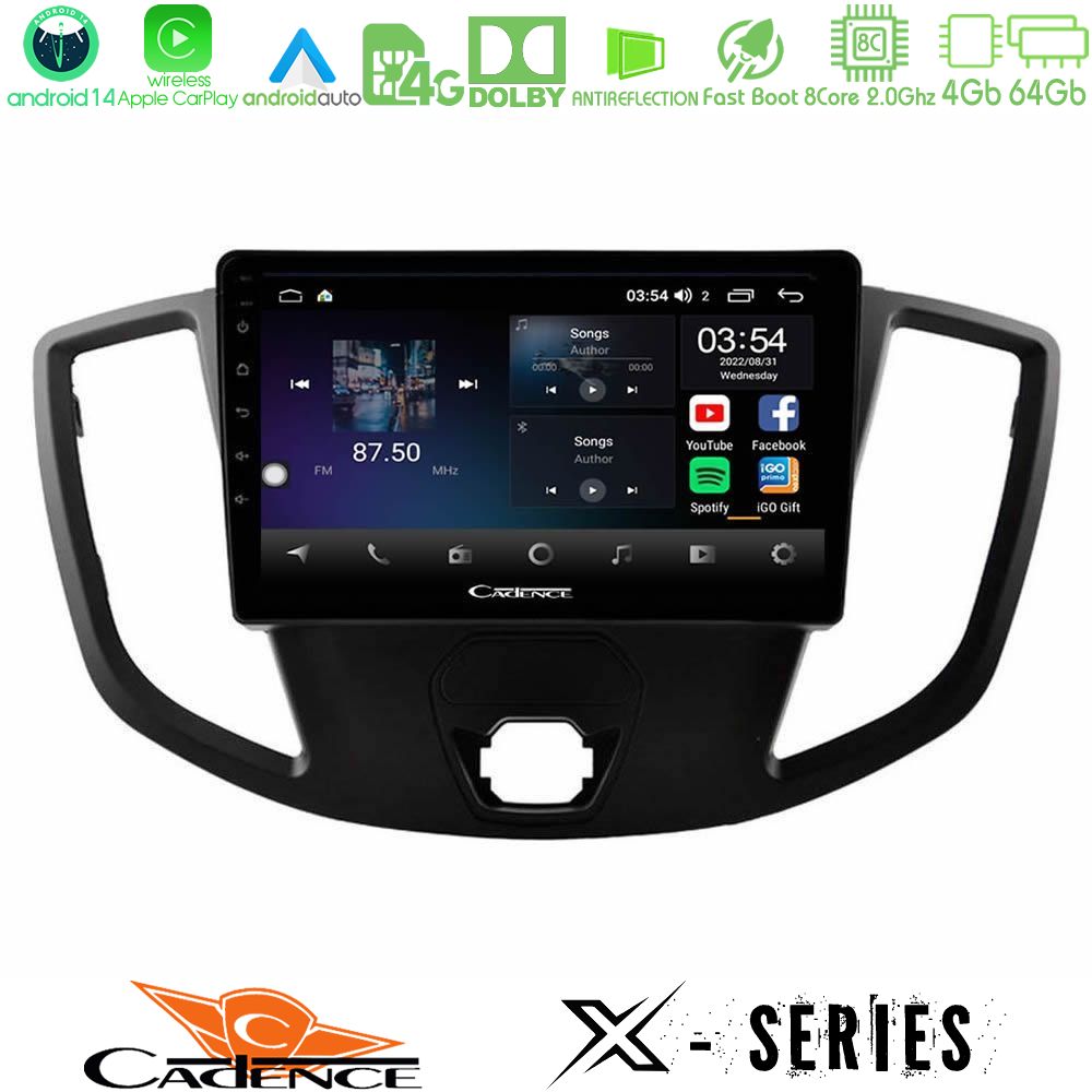 Cadence X Series Ford Transit 2014-> 8core Android 14 4+64GB Navigation Multimedia Tablet 9"