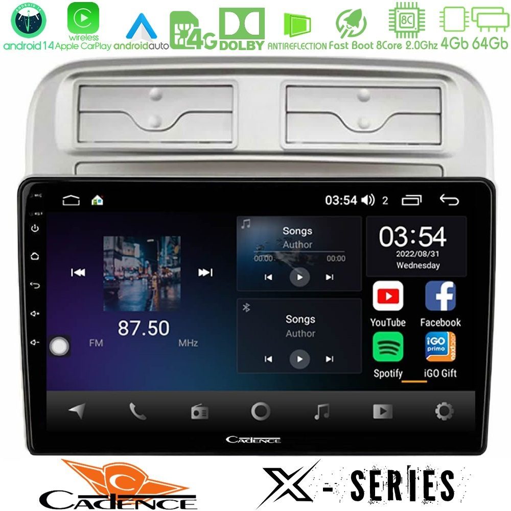 Cadence X Series Fiat Grande Punto 2006-2011 8core Android 14 4+64GB Navigation Multimedia Tablet 9"