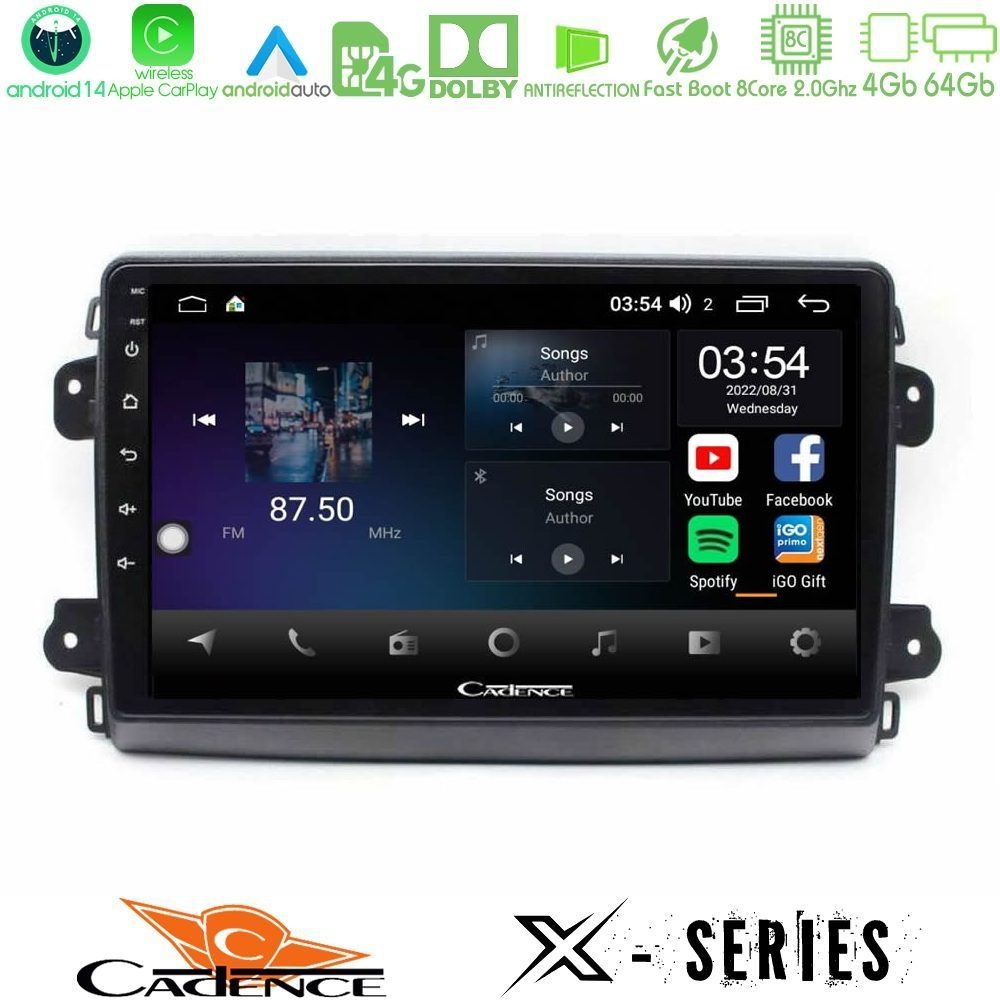 Cadence X Series Citroen/Fiat/Opel 8core Android 14 4+64GB Navigation Multimedia Tablet 9"