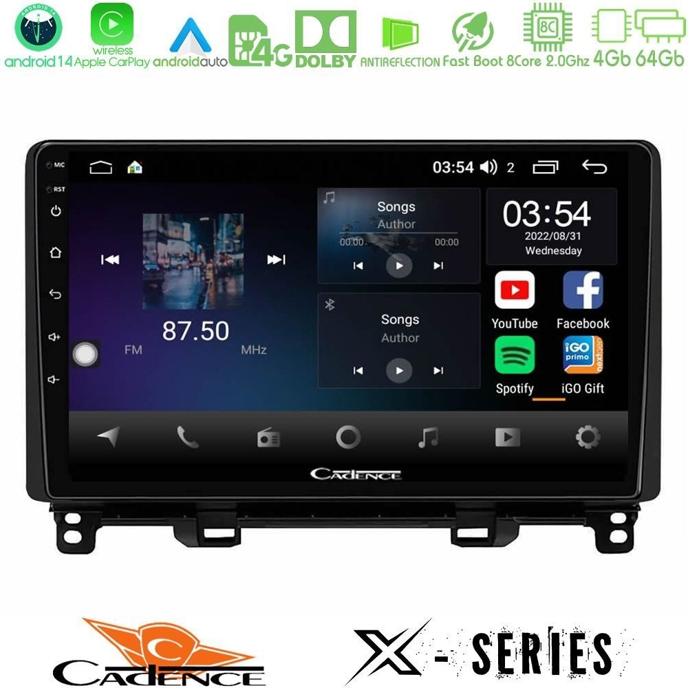 Cadence X Series Honda Jazz 2021-2025 8core Android 14 4+64GB Navigation Multimedia Tablet 9"