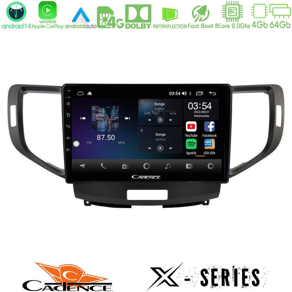 Cadence X Series Honda Accord 2008-2015 8core Android 14 4+64GB Navigation Multimedia Tablet 9"