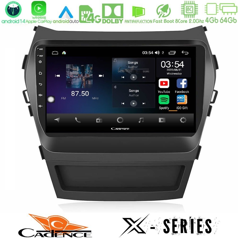 Cadence X Series Hyundai iX45 2012-2017 8core Android 14 4+64GB Navigation Multimedia Tablet 9"