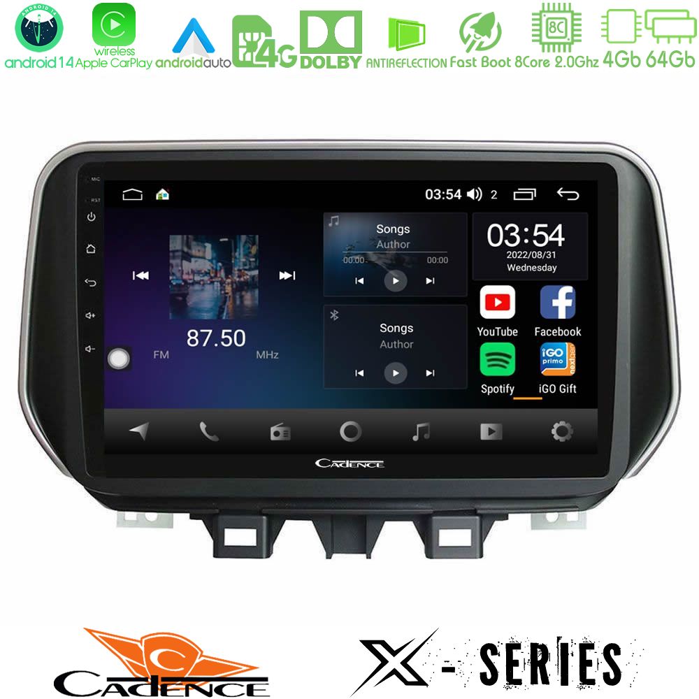 Cadence X Series Hyundai Tucson 2019-> 8Core Android 14 4+64GB Navigation Multimedia Tablet 9"