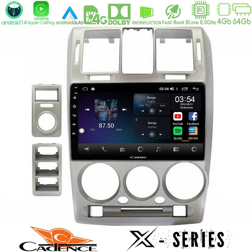 Cadence X Series Hyundai Getz 2002-2009 8core Android 14 4+64GB Navigation Multimedia Tablet 9"