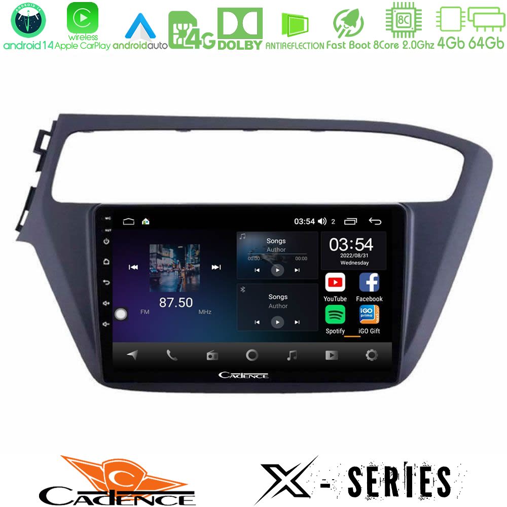 Cadence X Series Hyundai i20 2018-2020 8core Android 14 4+64GB Navigation Multimedia Tablet 9"