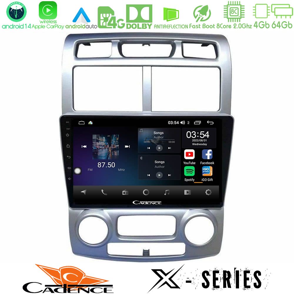 Cadence X Series Kia Sportage 2005-2008 8core Android 14 4+64GB Navigation Multimedia Tablet 9"