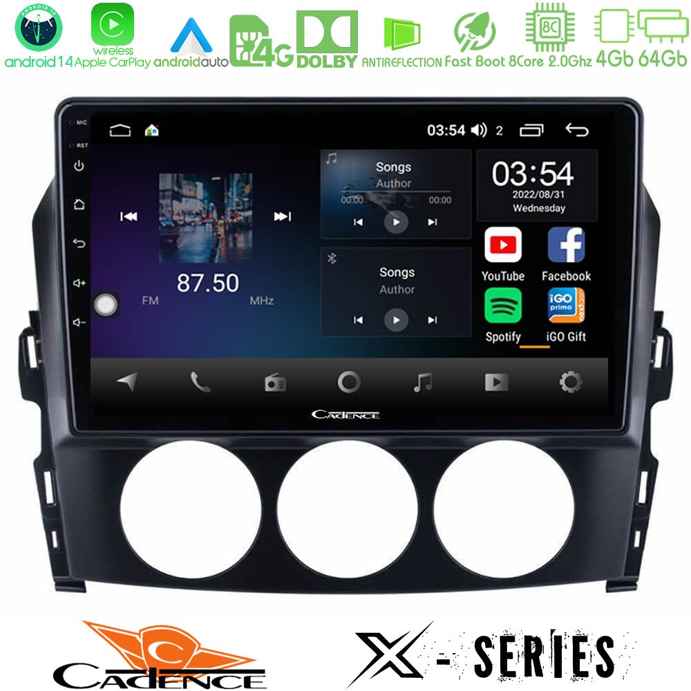Cadence X Series Mazda MX-5 2006-2008 8core Android 14 4+64GB Navigation Multimedia Tablet 9"