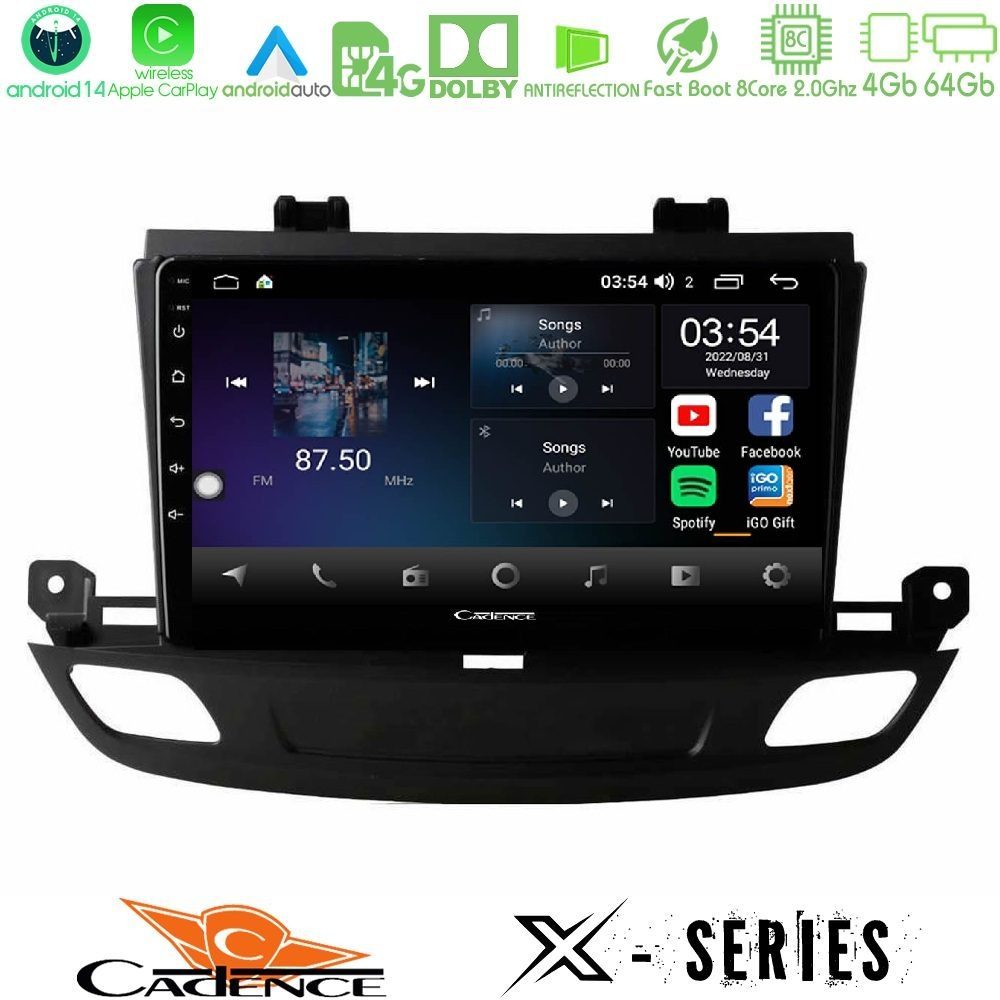 Cadence X Series Opel Insignia 2 2017-2020 8core Android 14 4+64GB Navigation Multimedia Tablet 9"